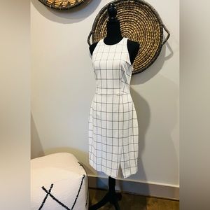 Banana Republic White and Black Windowpane Sheath Dress